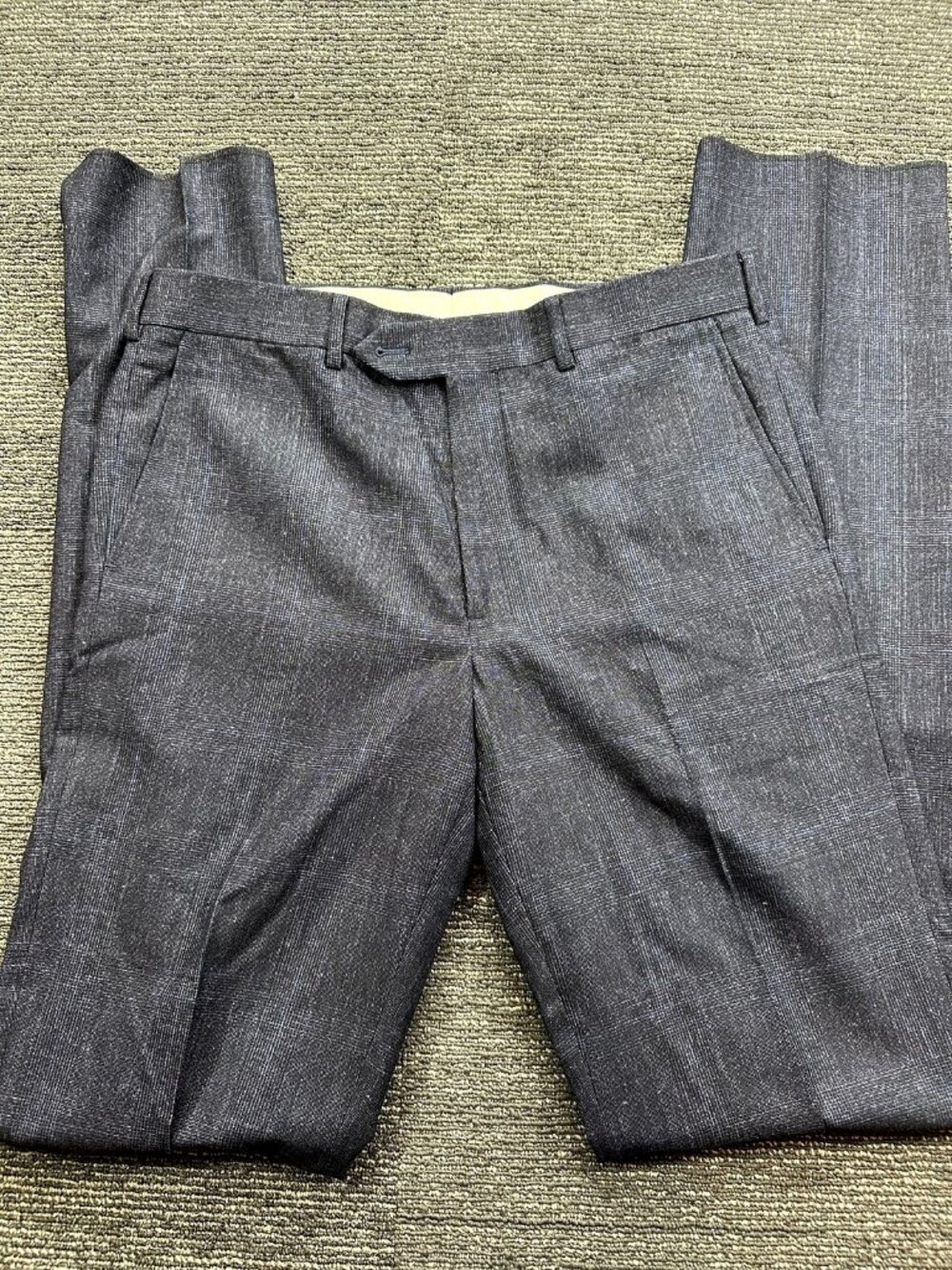 Brooks Brothers 1818 Milano Mens 42L W38 Navy Plaid Dress Pants Trousers